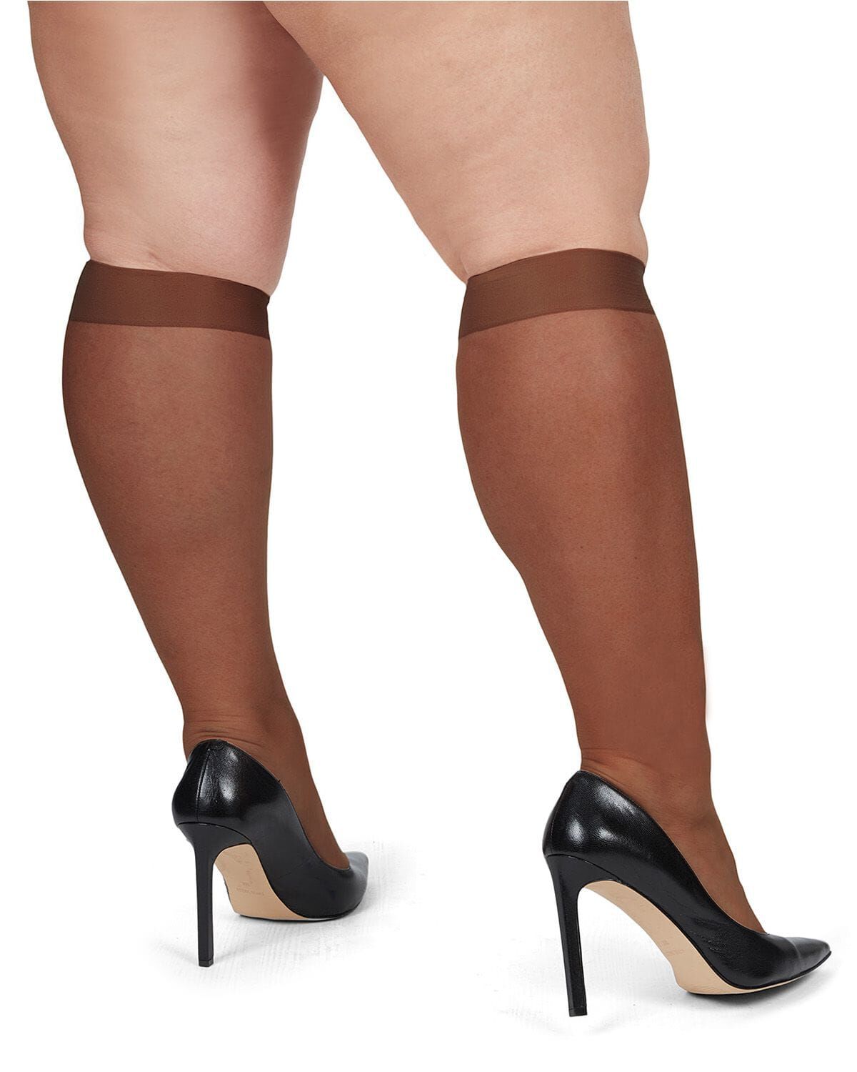 Women's 2 Pair Pack Silky Sheer Curvy Knee Highs, FRENCH COFFEE, alternate image number 2