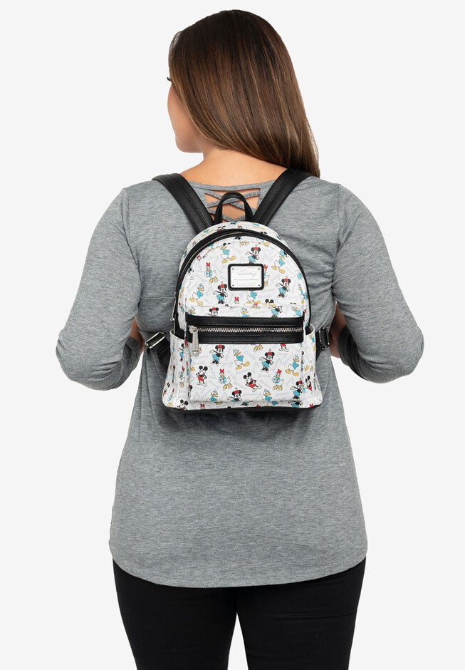 Loungefly x Disney Mickey Minnie Donald Daisy Mini Backpack Handbag White, , alternate image number 4