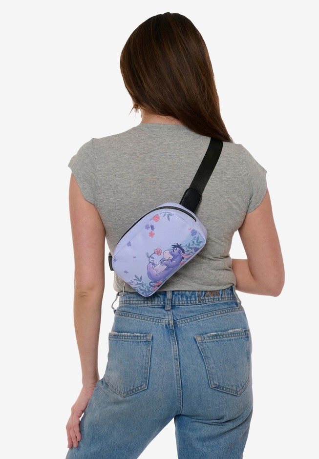 Disney Winnie The Pooh Eeyore Belt Bag Crossbody Zippered Floral Faux Leather, , alternate image number null