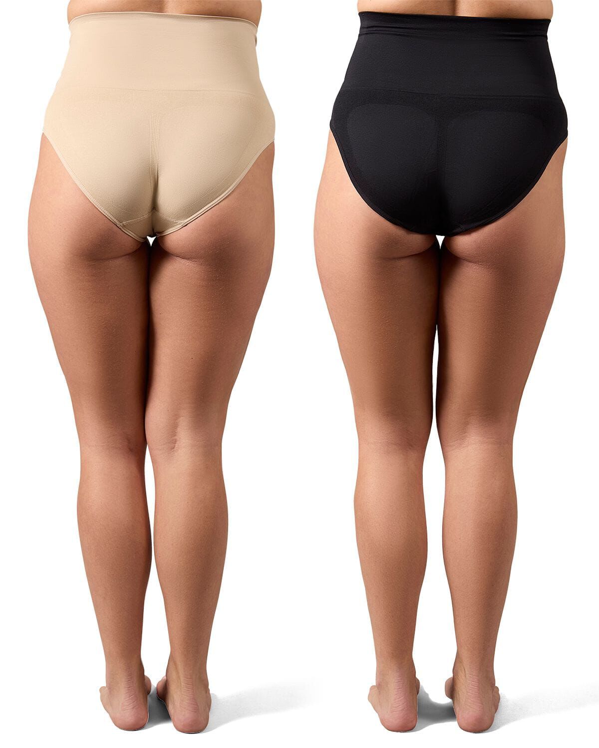 2 Pair Women's Full Coverage High Waisted Shaping Briefs, NUDE BLACK, alternate image number 2