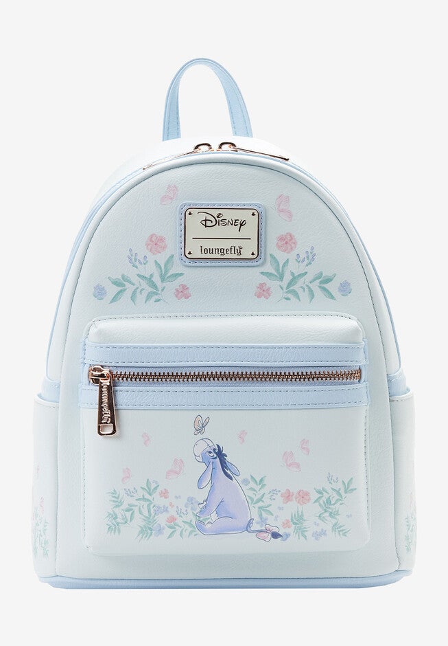 Loungefly X Disney Eeyore Mini Backpack Handbag Floral Light Blue, BLUE, hi-res image number 0