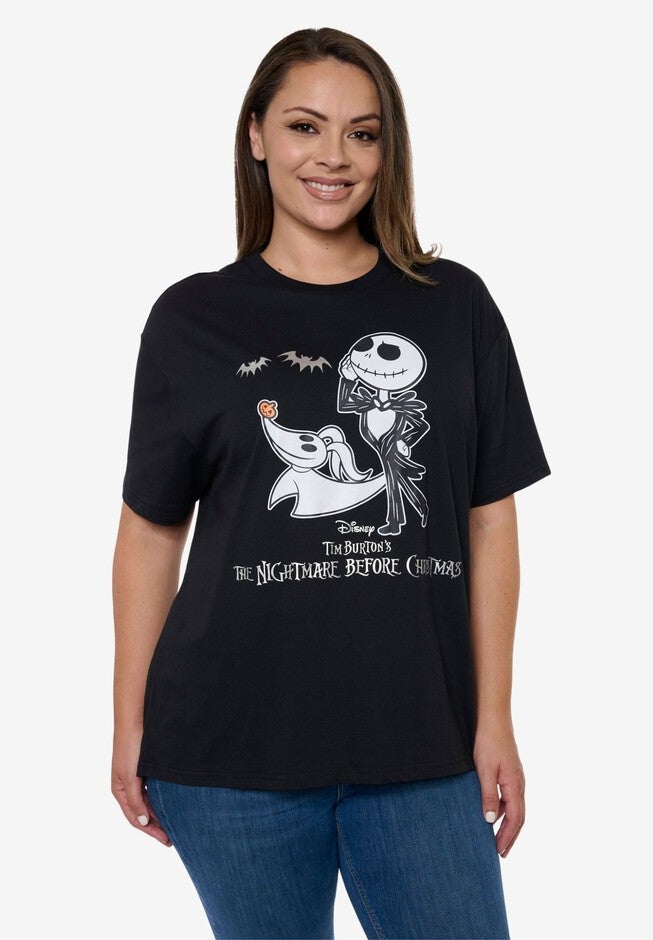 Women's Disney Nightmare Before Christmas Jack Skellington & Zero T-Shirt Black, BLACK, hi-res image number null