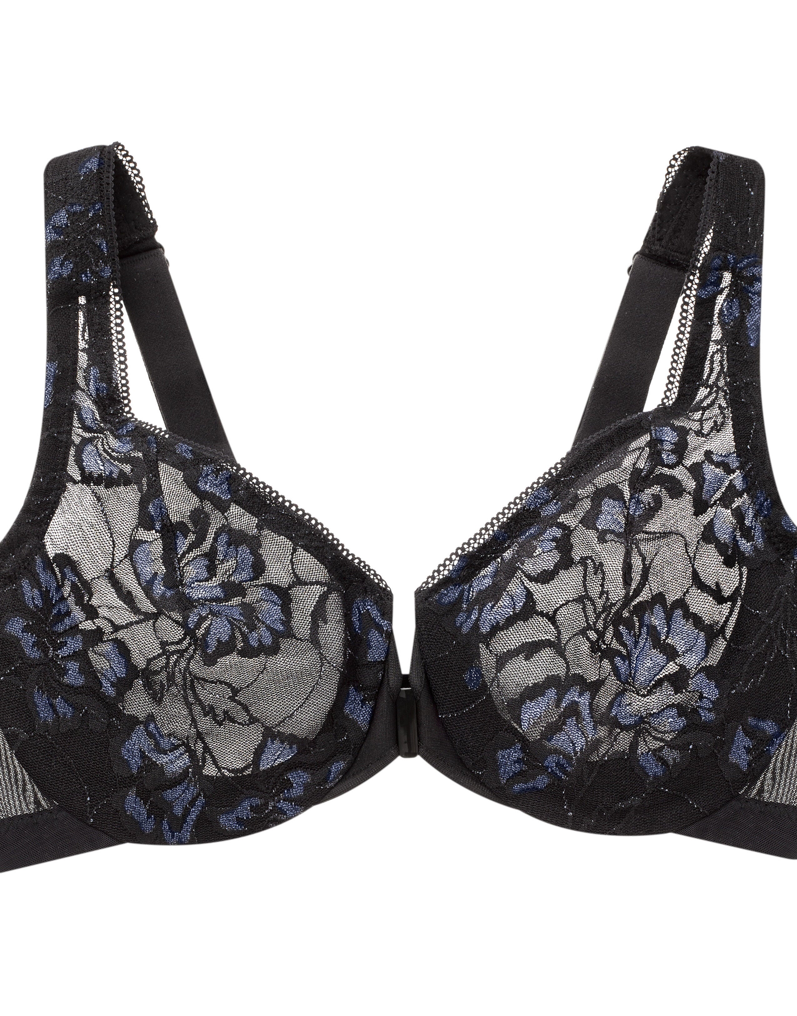 Glamorise Lacey T-Back Front-Closure WonderWire Underwire  Bra 9246 (Women's & Women's Plus), BLACK, alternate image number 3