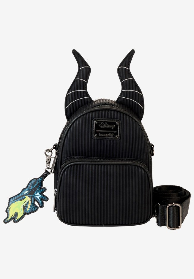 Loungefly x Disney Villains Maleficent Convertible Mini Backpack, BLACK, hi-res image number null