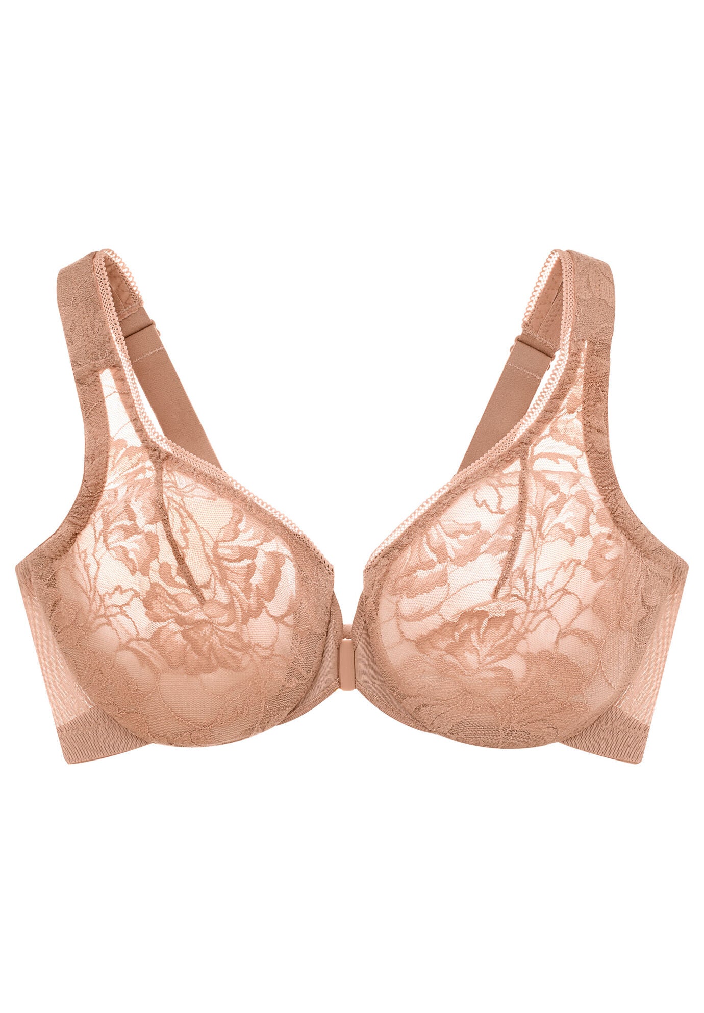 Glamorise Lacey T-Back Front-Closure WonderWire Underwire  Bra 9246 (Women's & Women's Plus), , alternate image number 9