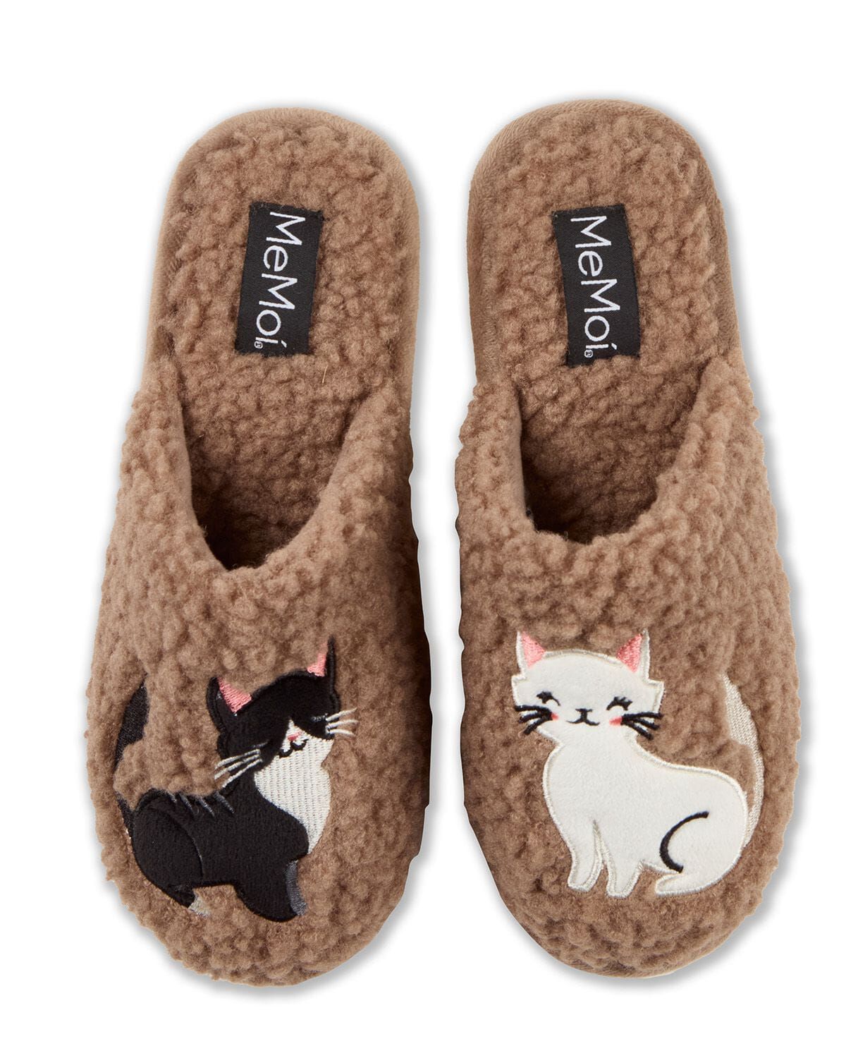 Women's More Kittens Meow Hard Bottom Plush Slippers, TAUPE, hi-res image number 0