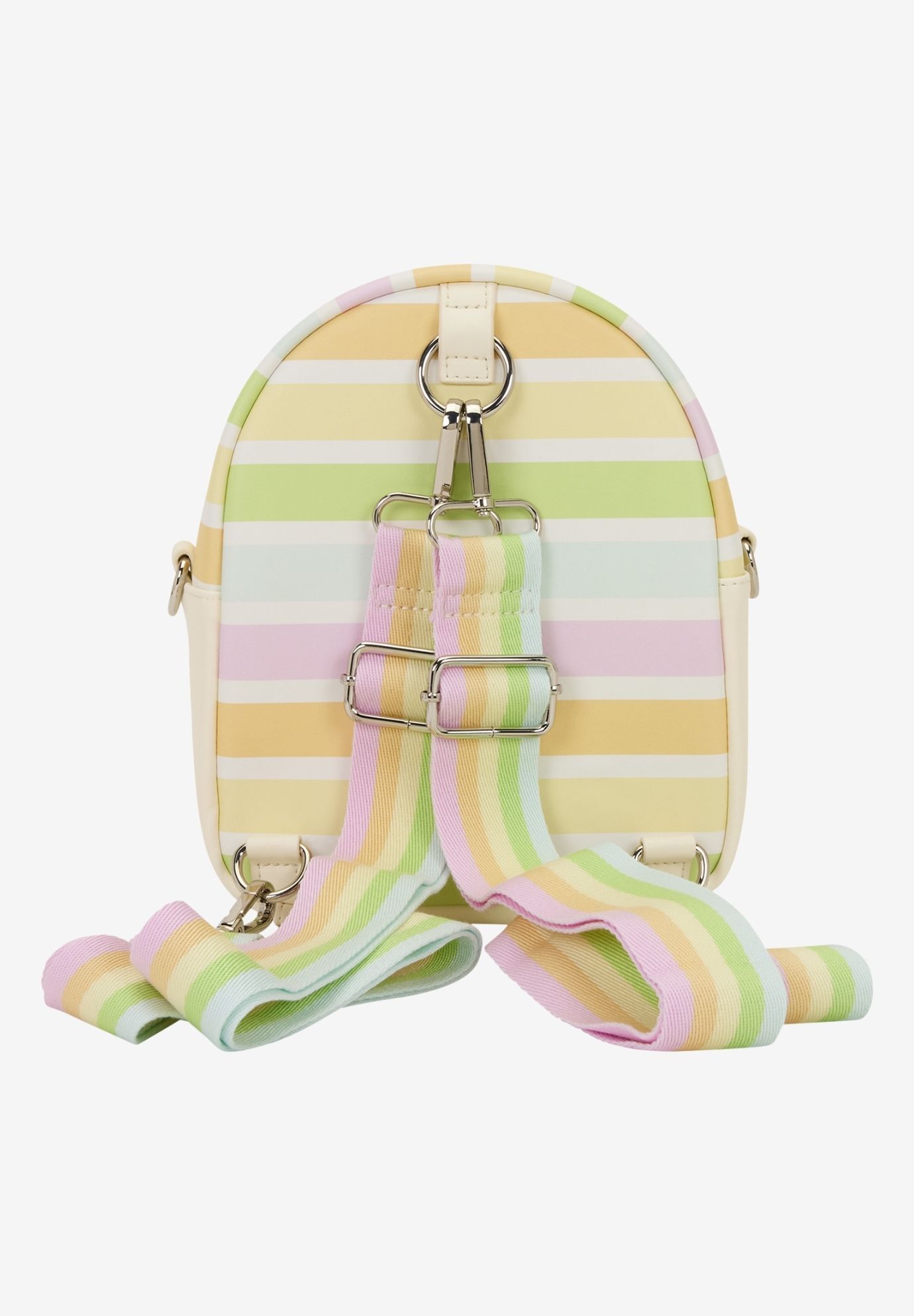 Loungefly Disney Mickey & Friends Mini Backpack & Crossbody Bag Convertible Rainbow Stripes, WHITE, on-hover image number 1