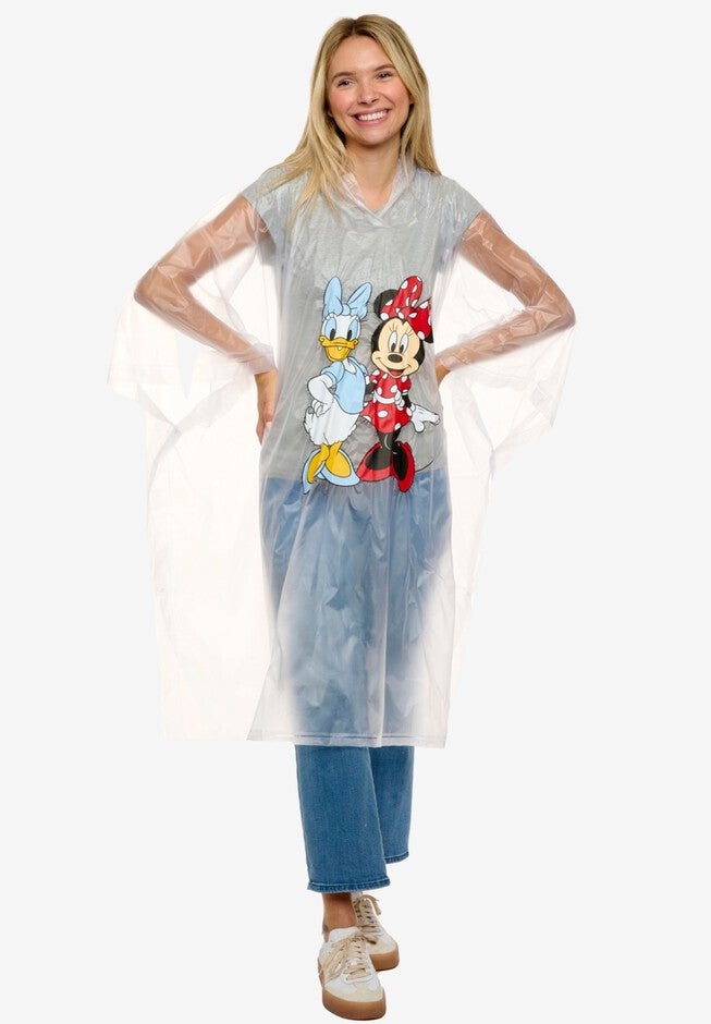 Womens Disney Minnie Mouse & Daisy Duck Rain Poncho, WHITE, hi-res image number null