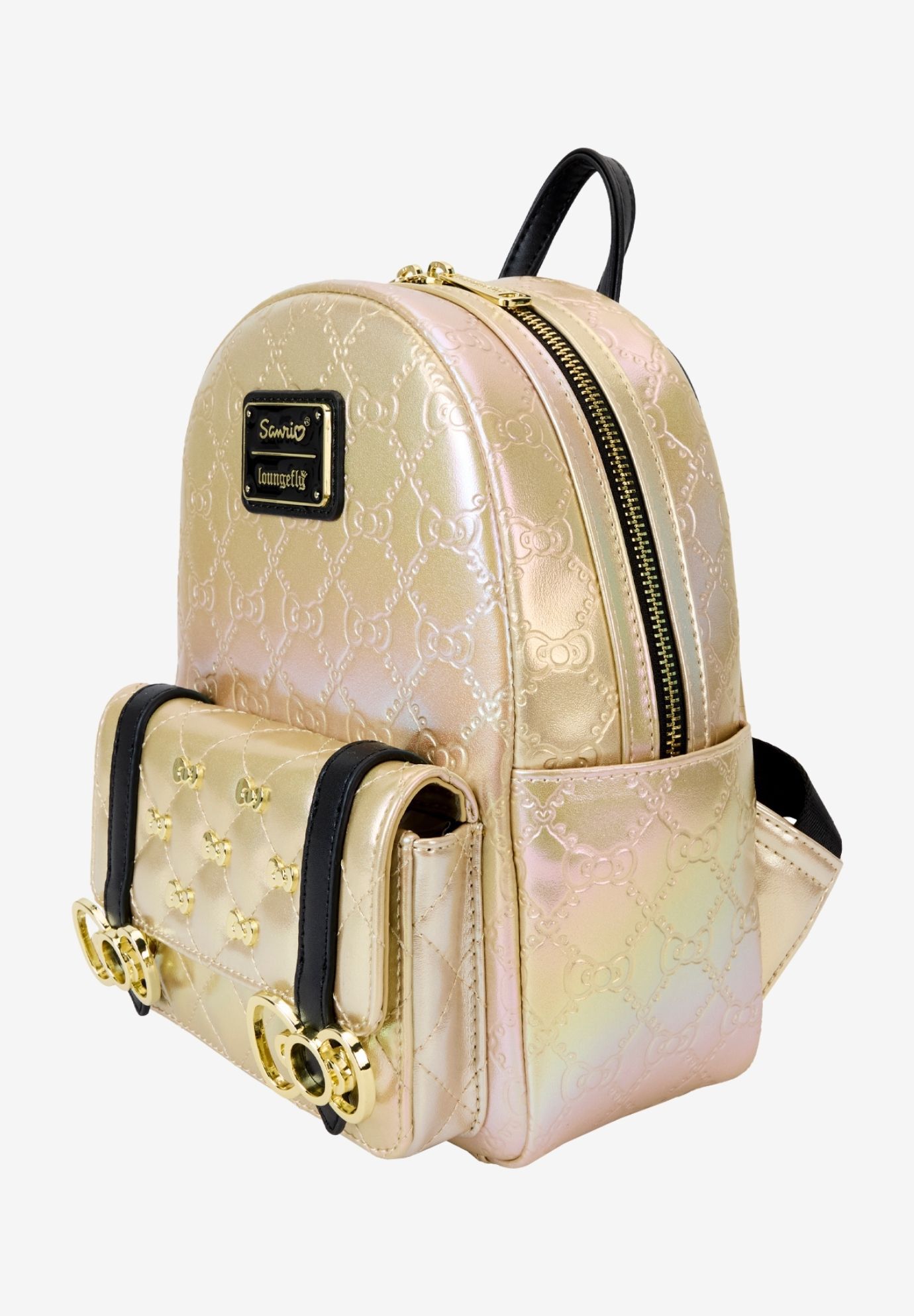 Loungefly x Sanrio Hello Kitty 50th Anniversary Gold Mini Backpack, GOLD, on-hover image number 1