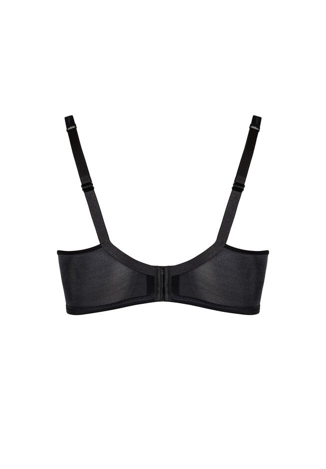 Lace Balconette Bra Contouring Floral Underwire Mesh Stretch Supportive, BLACK, alternate image number null