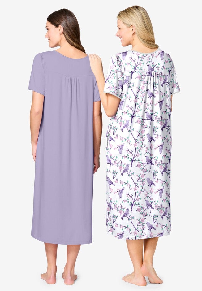 Only Necessities® 2-Pack Bib Gown, PALE LILAC SONGBIRD, on-hover image number null
