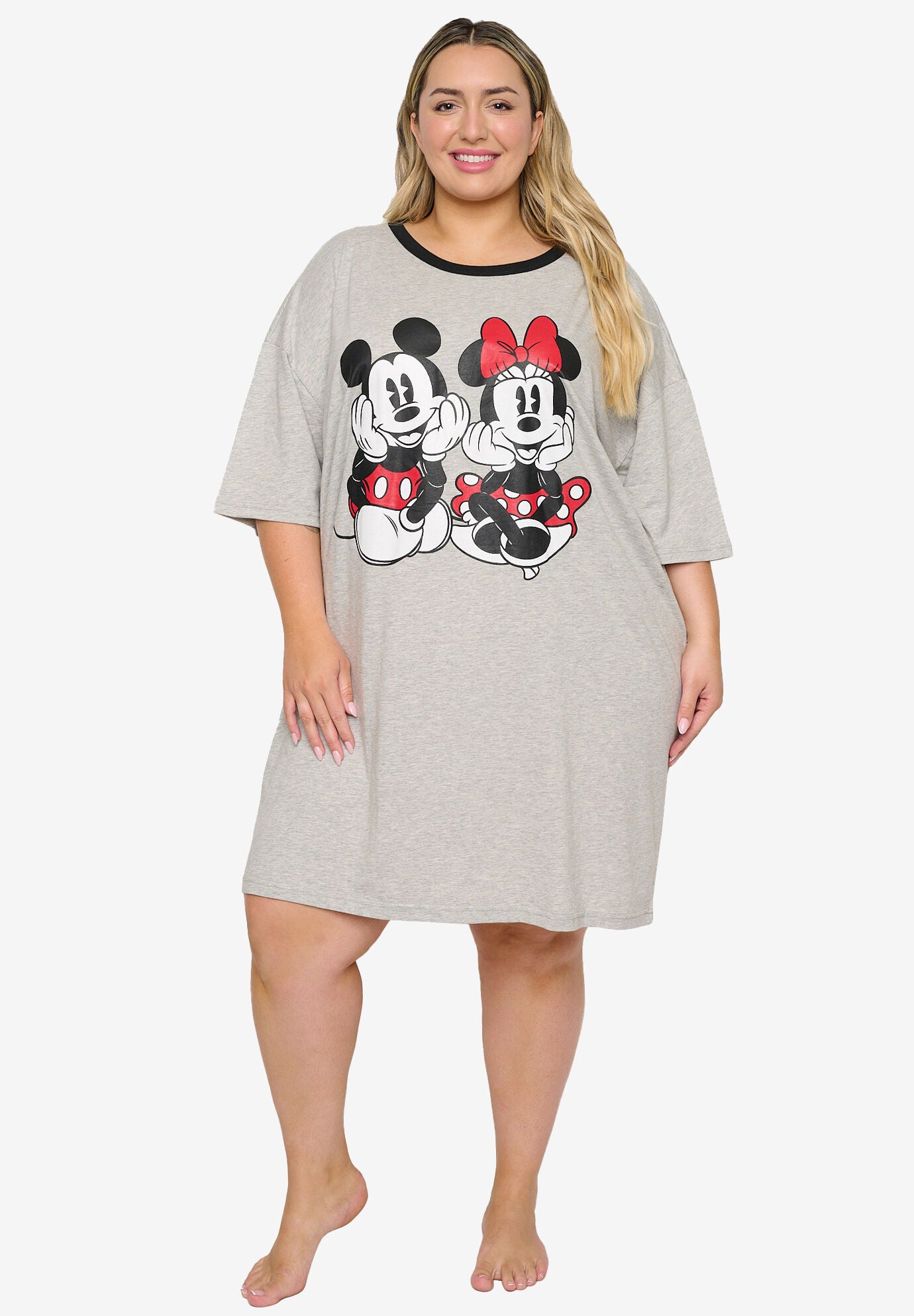 Disney Mickey Minnie Mouse Sleep Shirt Pajamas Grey Avenue