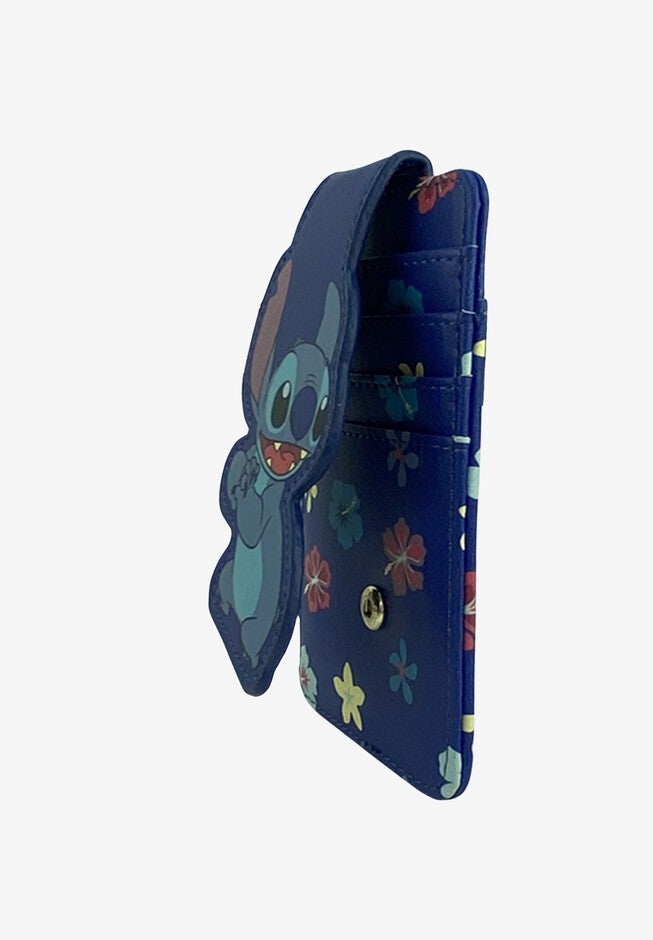 Disney Stitch Card Holder Wallet Hawaiian Flowers Button Snap Closure, , alternate image number 2