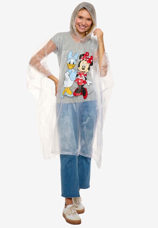 Womens Disney Minnie Mouse & Daisy Duck Rain Poncho, WHITE, alternate image number null
