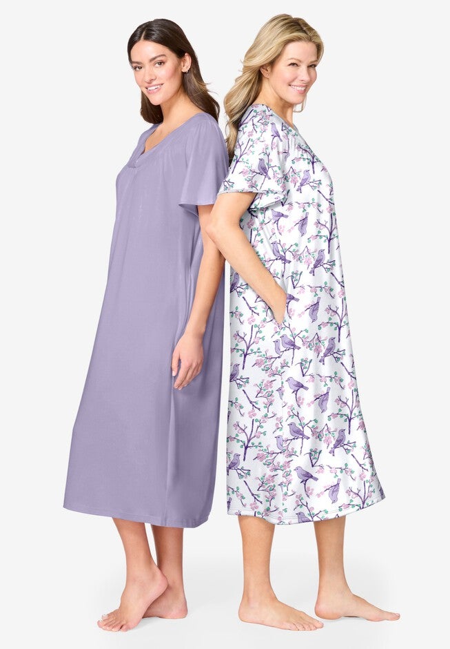 Only Necessities® 2-Pack Bib Gown, PALE LILAC SONGBIRD, alternate image number null