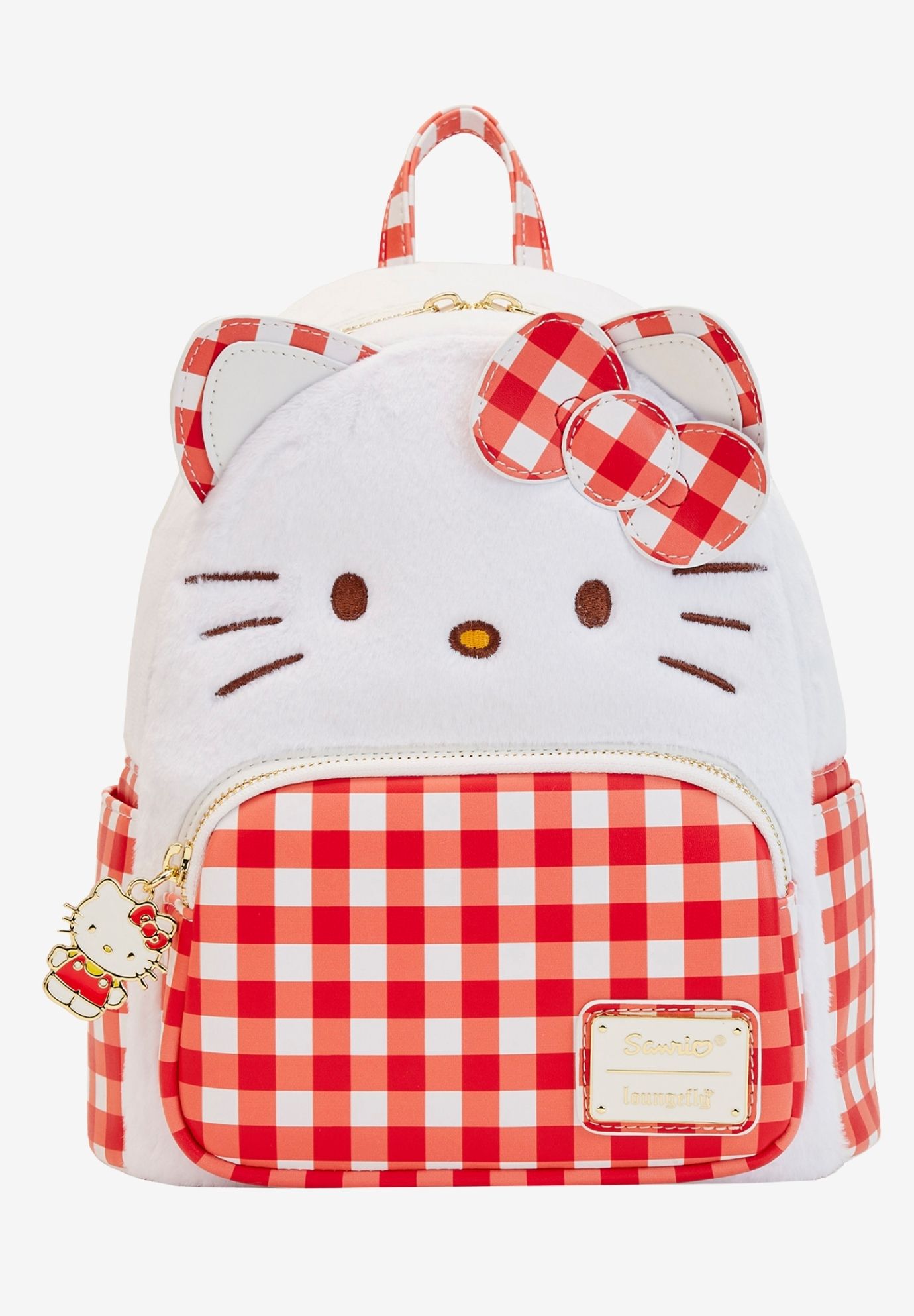 Loungefly x Sanrio Hello Kitty Mini Backpack Handbag Gingham White Red, WHITE, hi-res image number 0