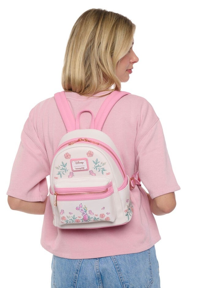 Loungefly x Disney Piglet Floral Mini Backpack Winnie the Pooh Pink, PINK, alternate image number 4