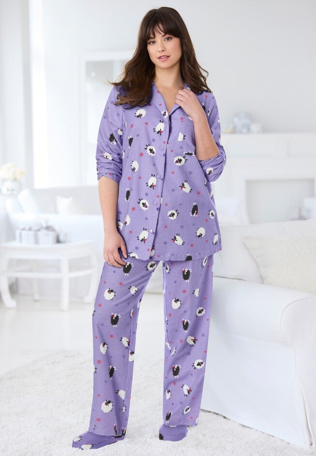 Soft Iris Sheep Flannel PJ Set and Slipper, , hi-res image number null