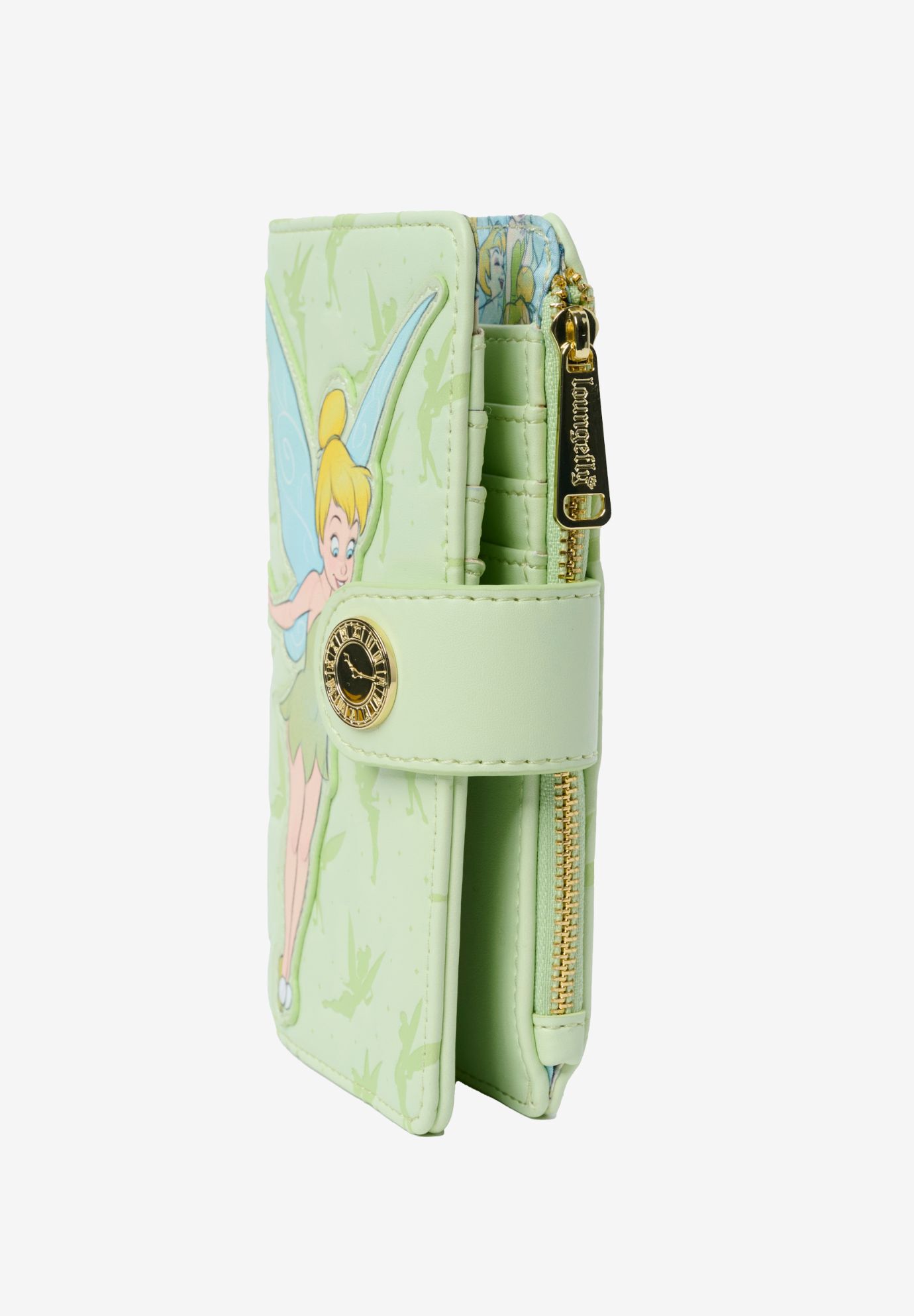 Loungefly x Disney Tinker Bell Snap Wallet Peter Pan Green Debossed, GREEN, alternate image number 3