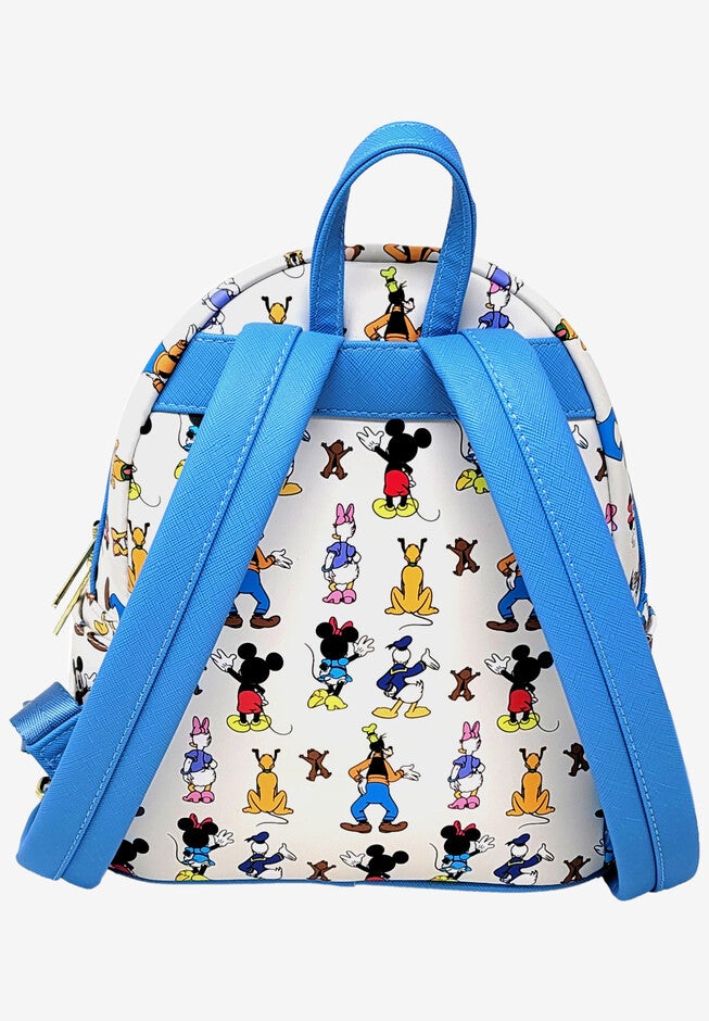 Loungefly X Disney Mickey & Friends Waving Mini Backpack Handbag White, , on-hover image number 1
