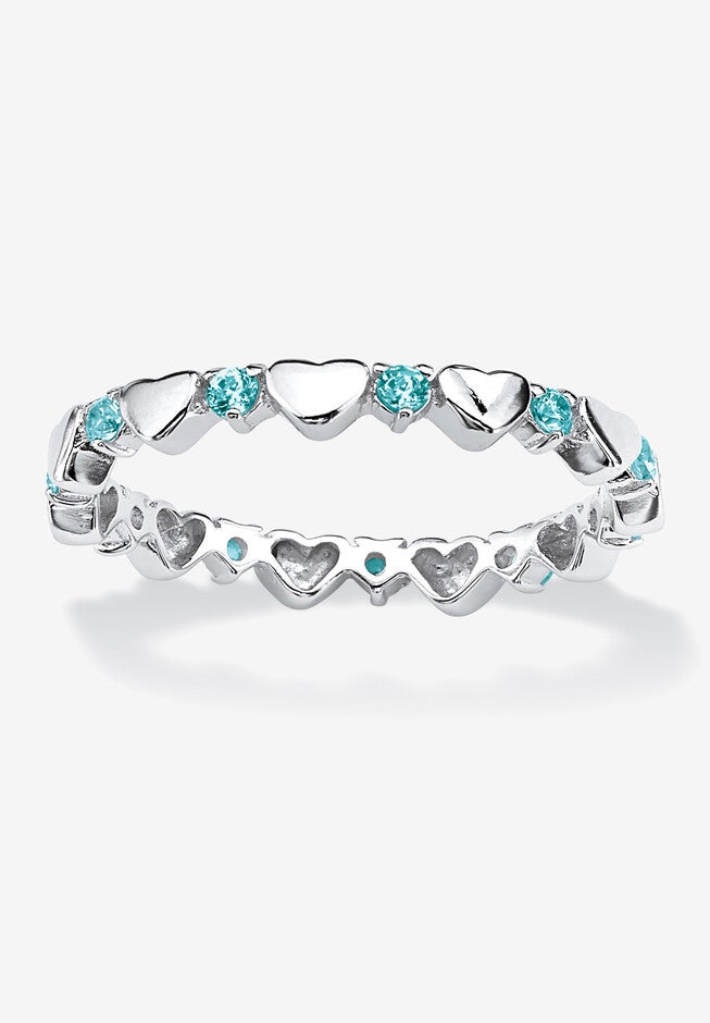 Simulated Birthstone Heart Eternity Ring, DECEMBER, hi-res image number 0