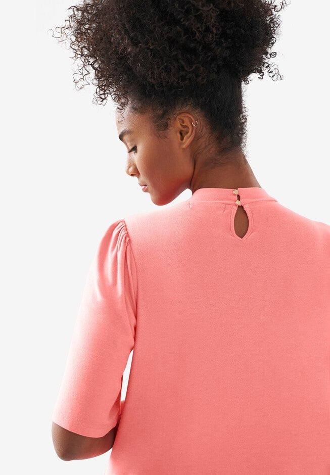 Flutter Sleeve Mock Neck Tee, , on-hover image number null
