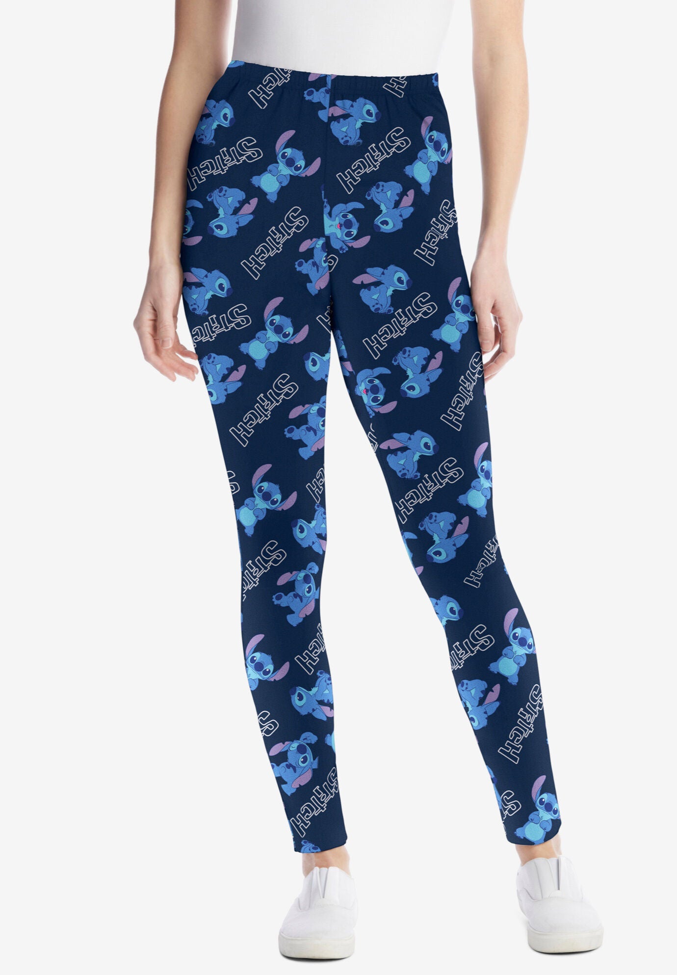 Disney Women&#39;s Navy Leggings Stitch All Over Print, NAVY ALLOVER STITCH, hi-res image number 0