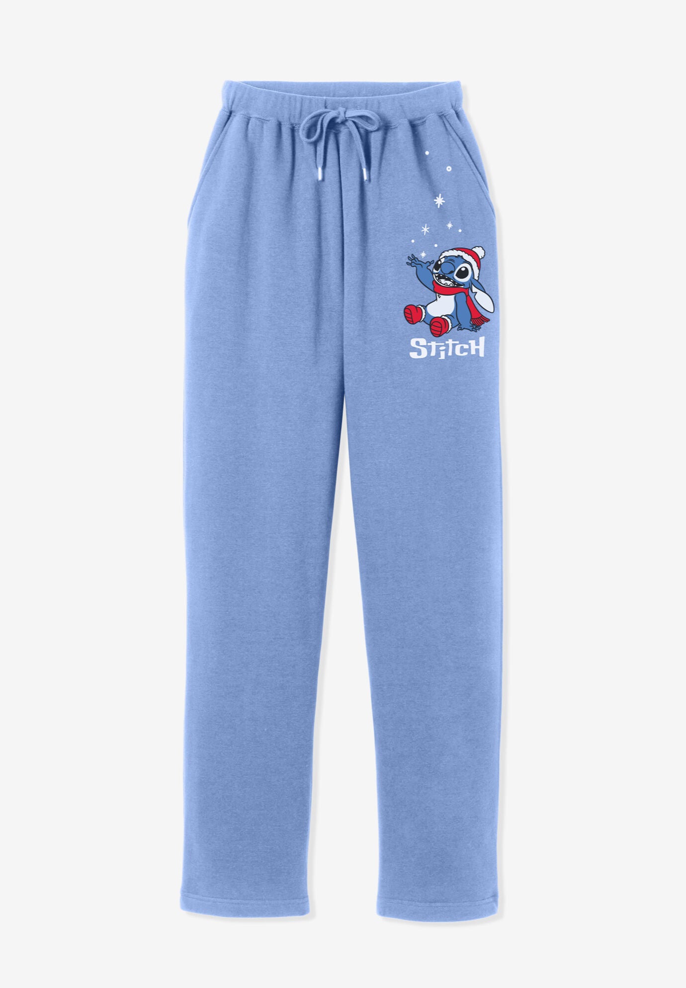 Disney Women's Fleece Sweatpants French Blue Christmas Stitch, , alternate image number 1