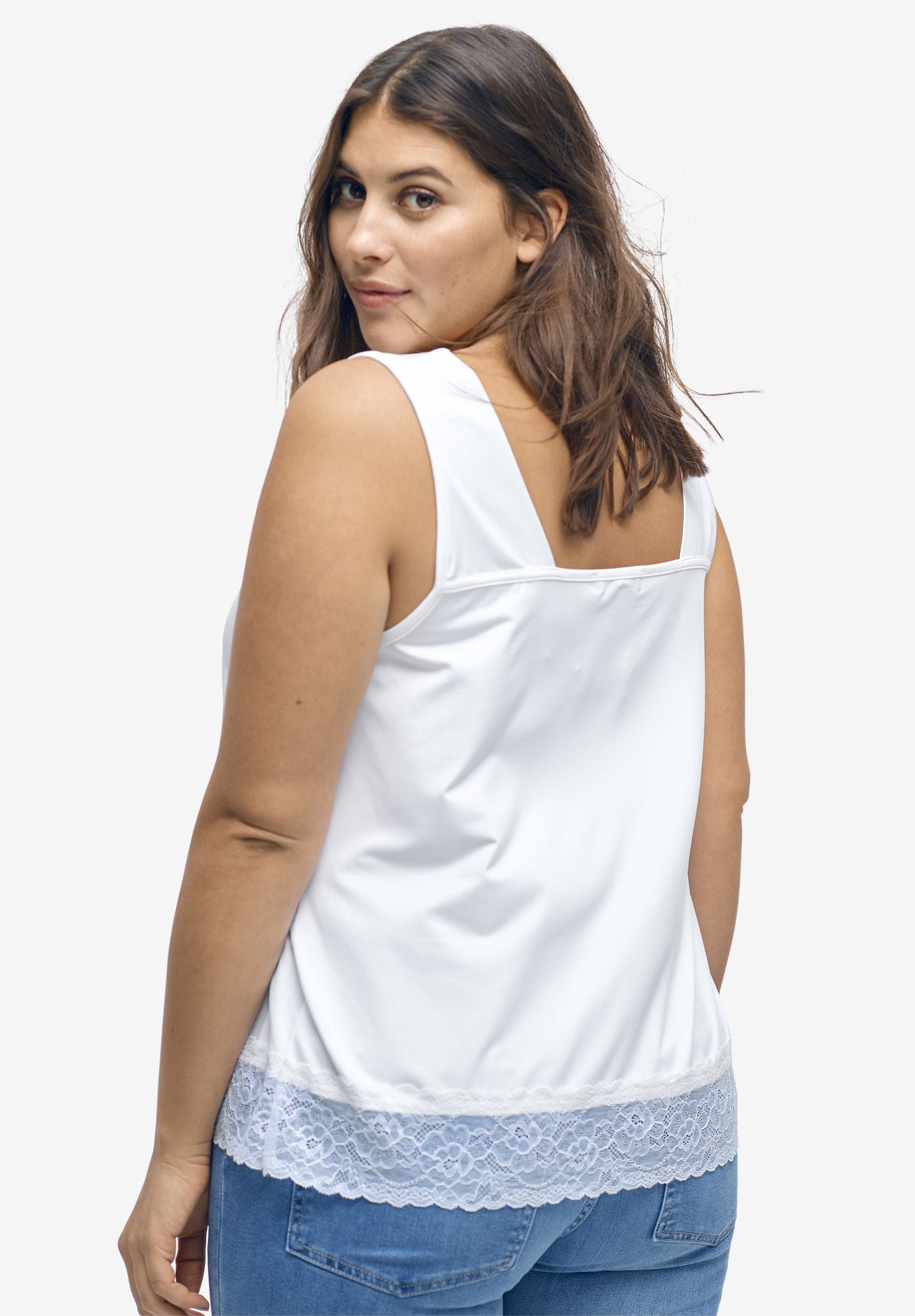Lace-Trim Tank, WHITE, on-hover image number 1