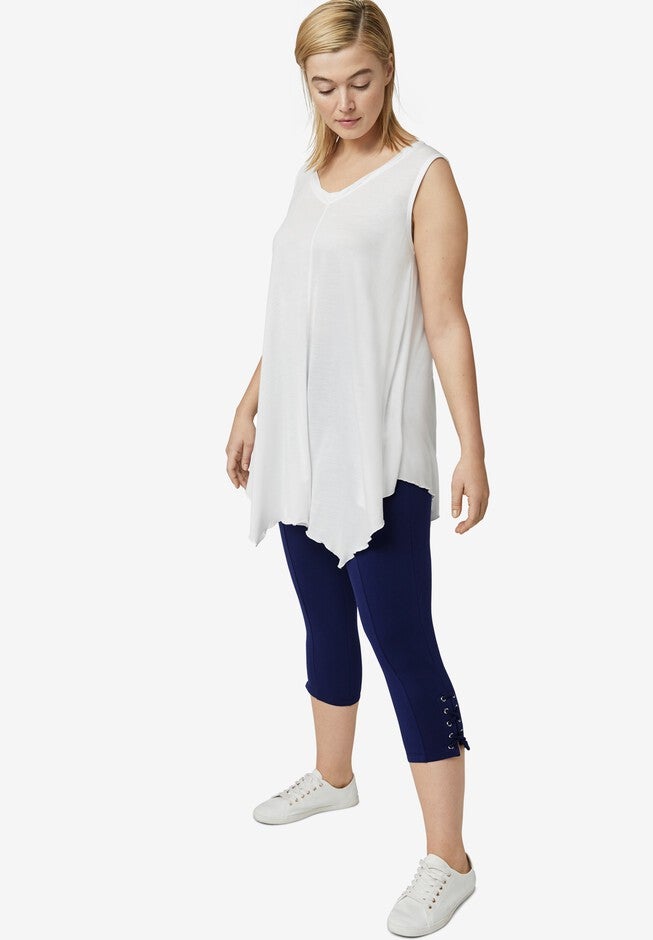 Lace-Up Capri Hem, NAVY, hi-res image number 0