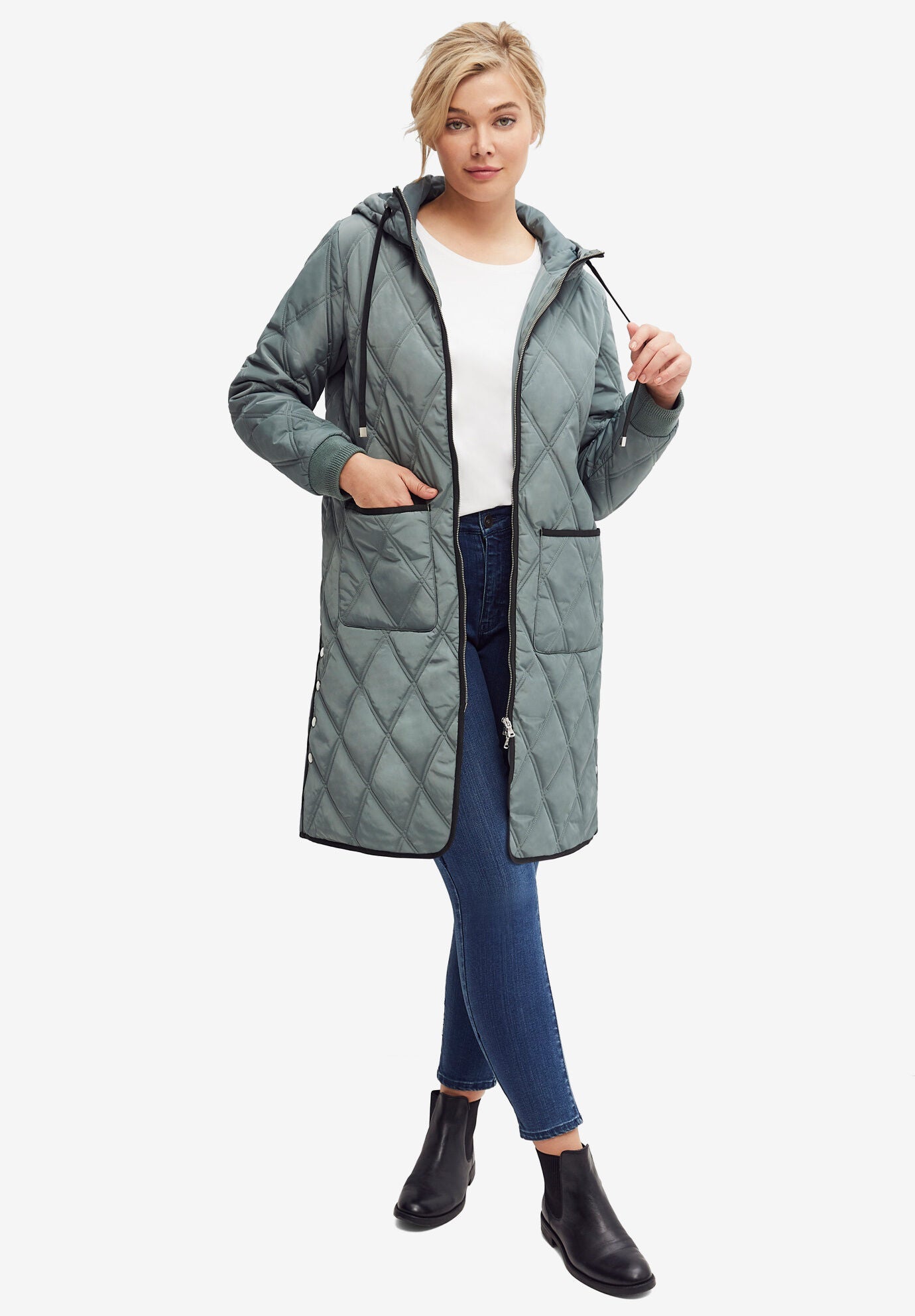 Long Quilted Hooded Jacket Avenue