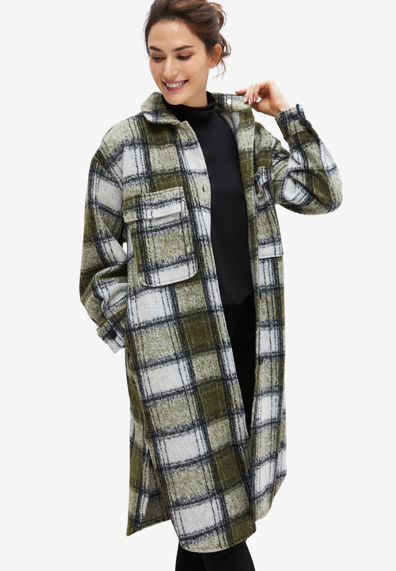 Wool Blend Long Shirt Jacket | Avenue Wool Blend Long Shirt Jacket | Avenue