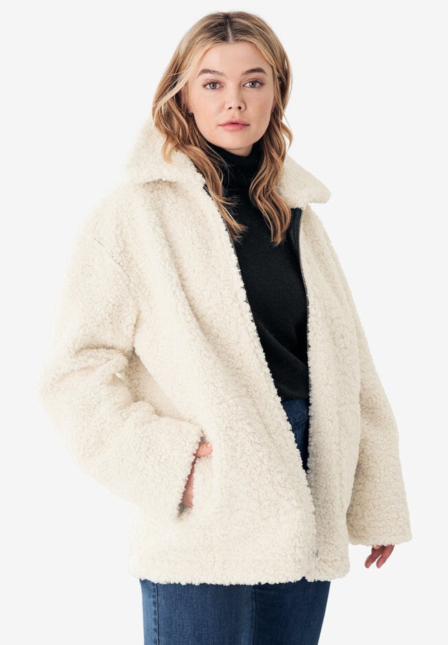 Reversible Faux Suede Sherpa Jacket, , on-hover image number null
