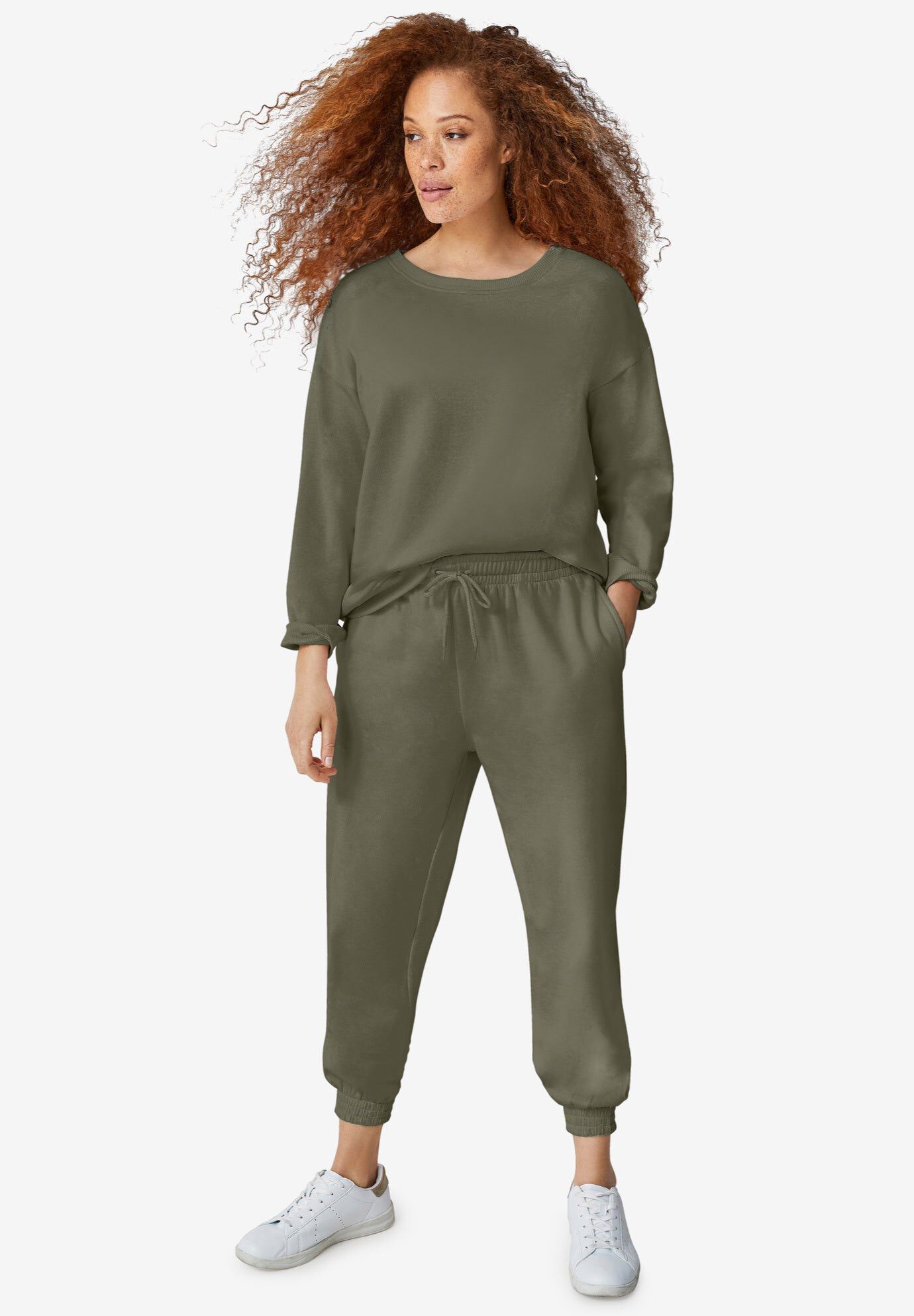 Drawstring Waist Fleece Sweatpants