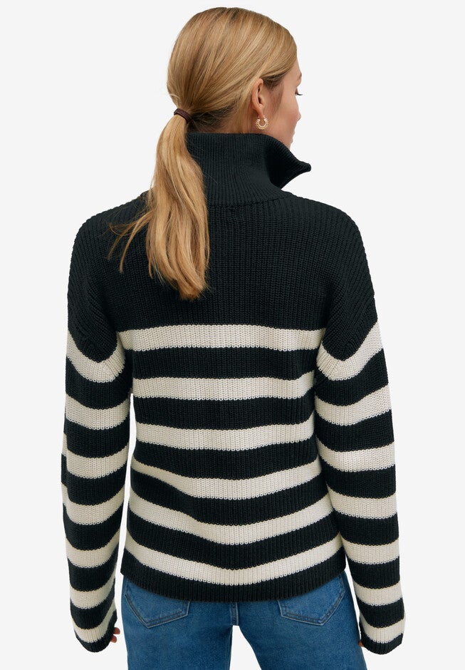 Pullover Sweater With 1/4-Zip Collar, , on-hover image number null