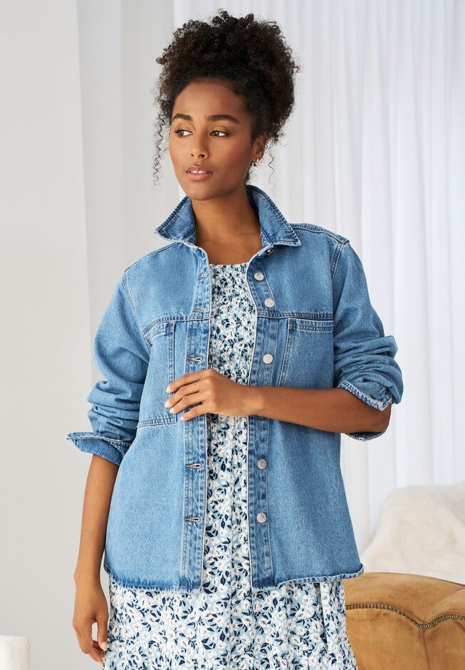 Denim Shirt Jacket, STONEWASH, hi-res image number 0