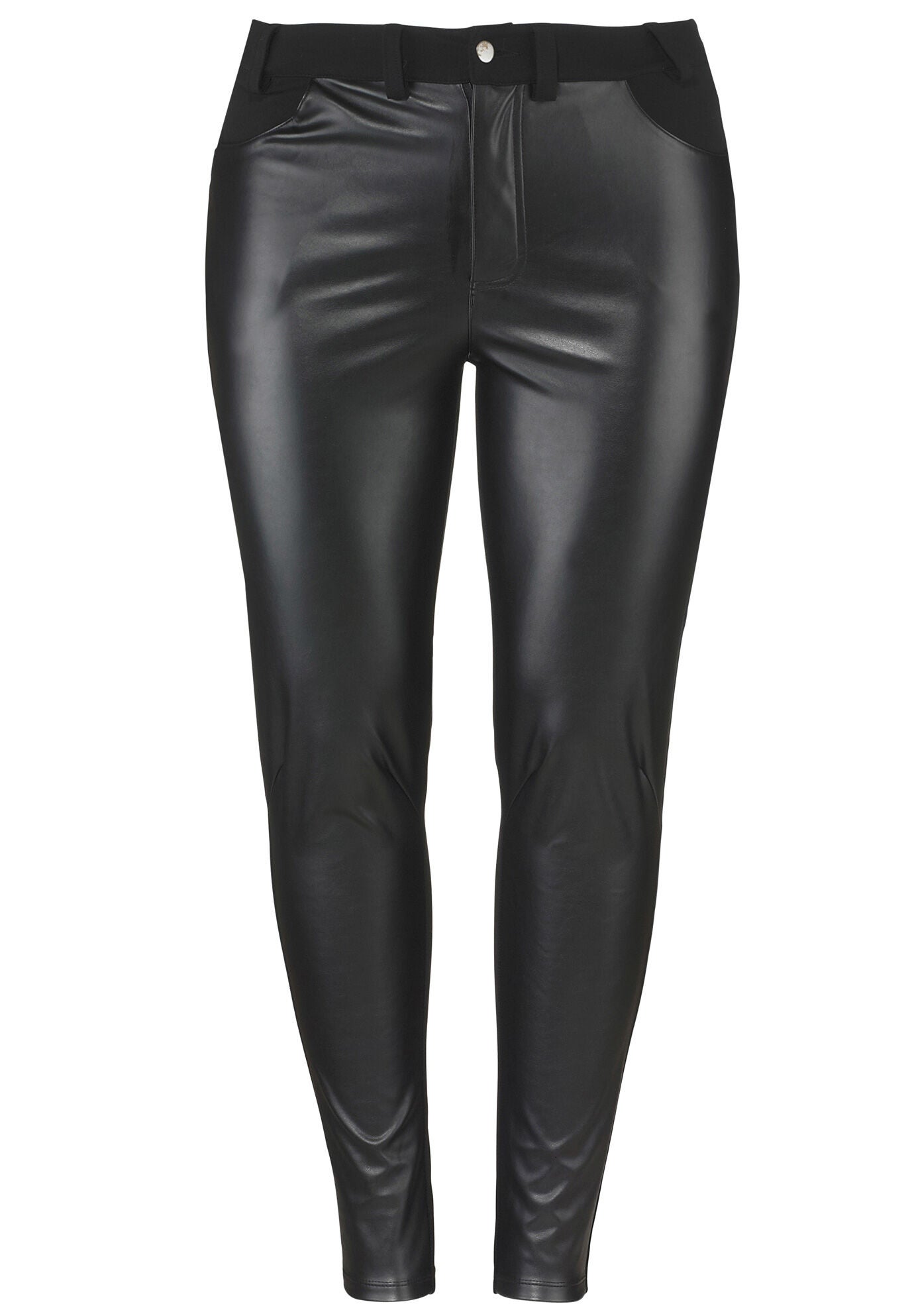 Faux Leather Front Ponte Leggings, , alternate image number 3