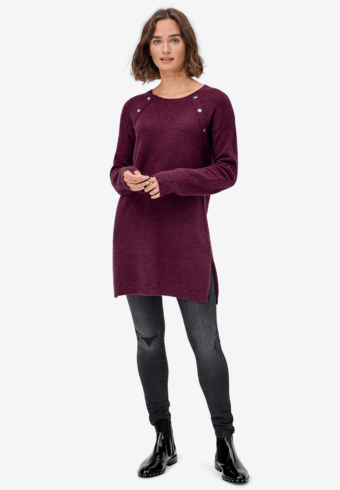 Button-Trim Sweater Tunic, , alternate image number 2
