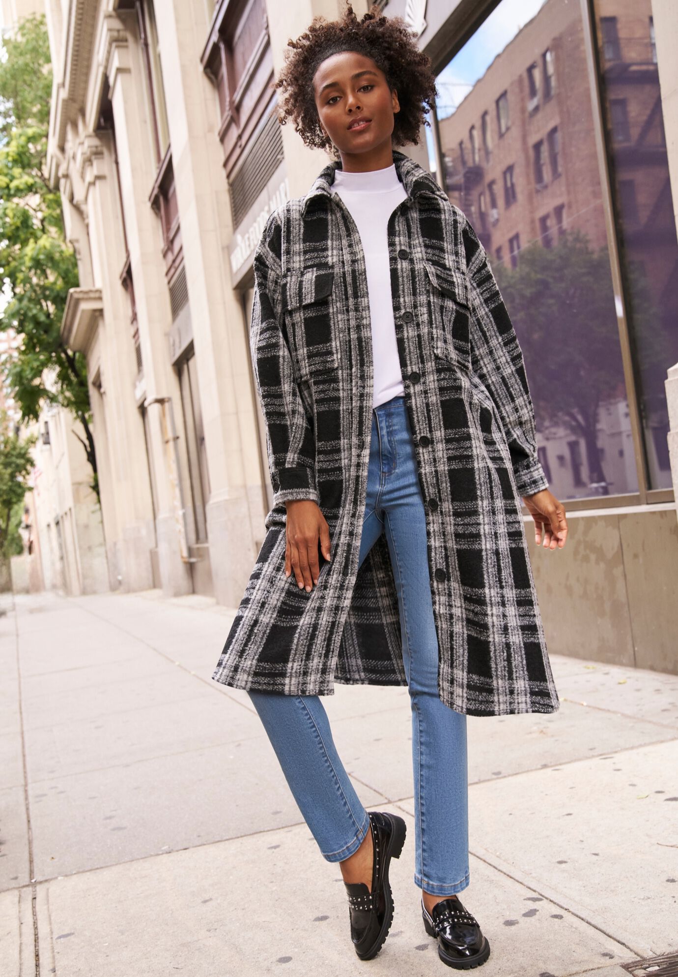 Wool Blend Long Shirt Jacket | Avenue