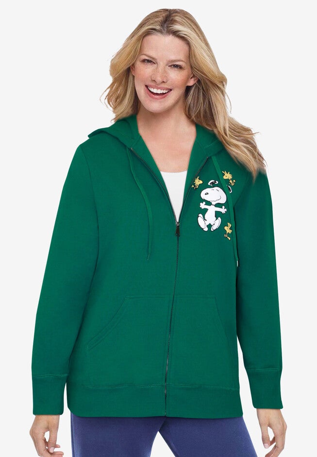 Peanuts Snoopy Fleece Hoodie, GREEN SNOOPY DANCING, hi-res image number null