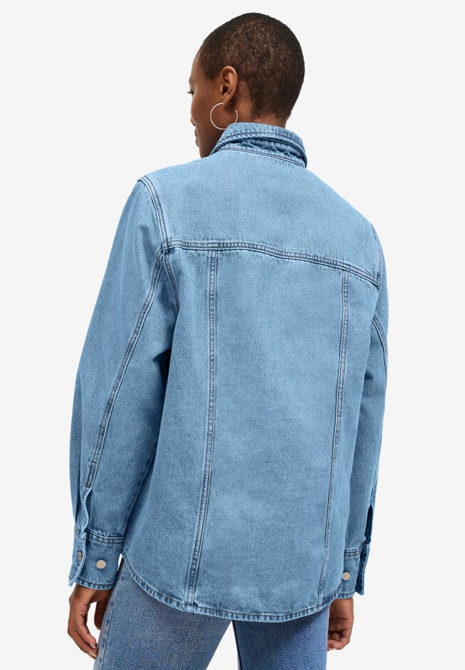 Denim Shirt Jacket, STONEWASH, on-hover image number 1