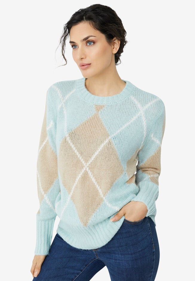 Argyle Pullover, ANTIQUE MINT ARGYLE, hi-res image number null
