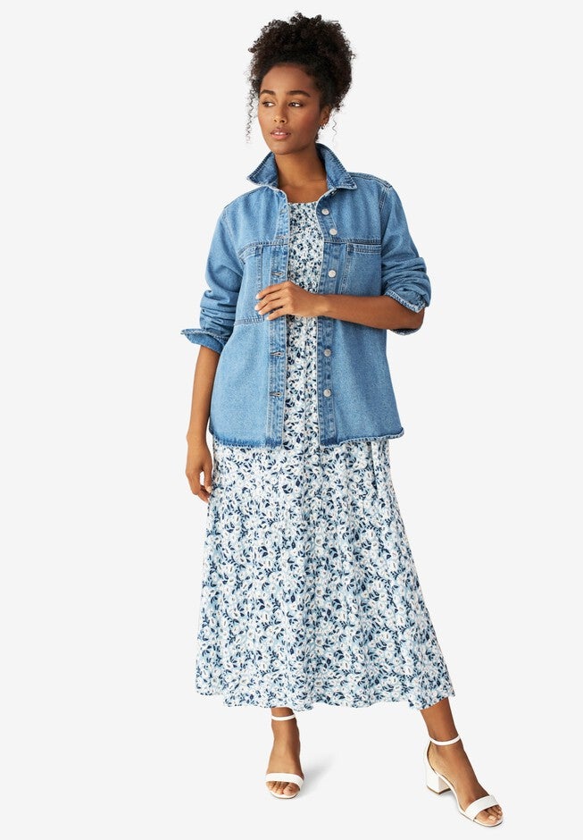 Denim Shirt Jacket, STONEWASH, alternate image number 2