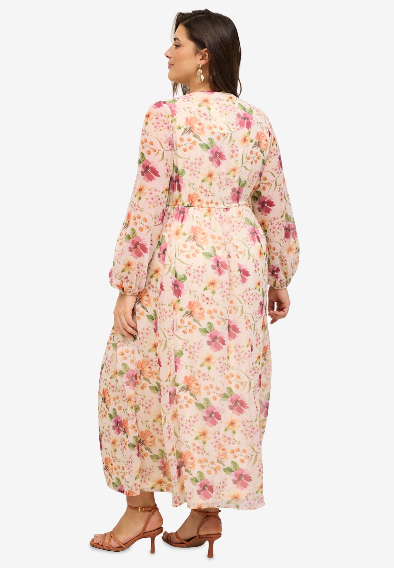 Surplice Georgette Maxi Dress, SOFT BUTTER FLORAL, on-hover image number 1