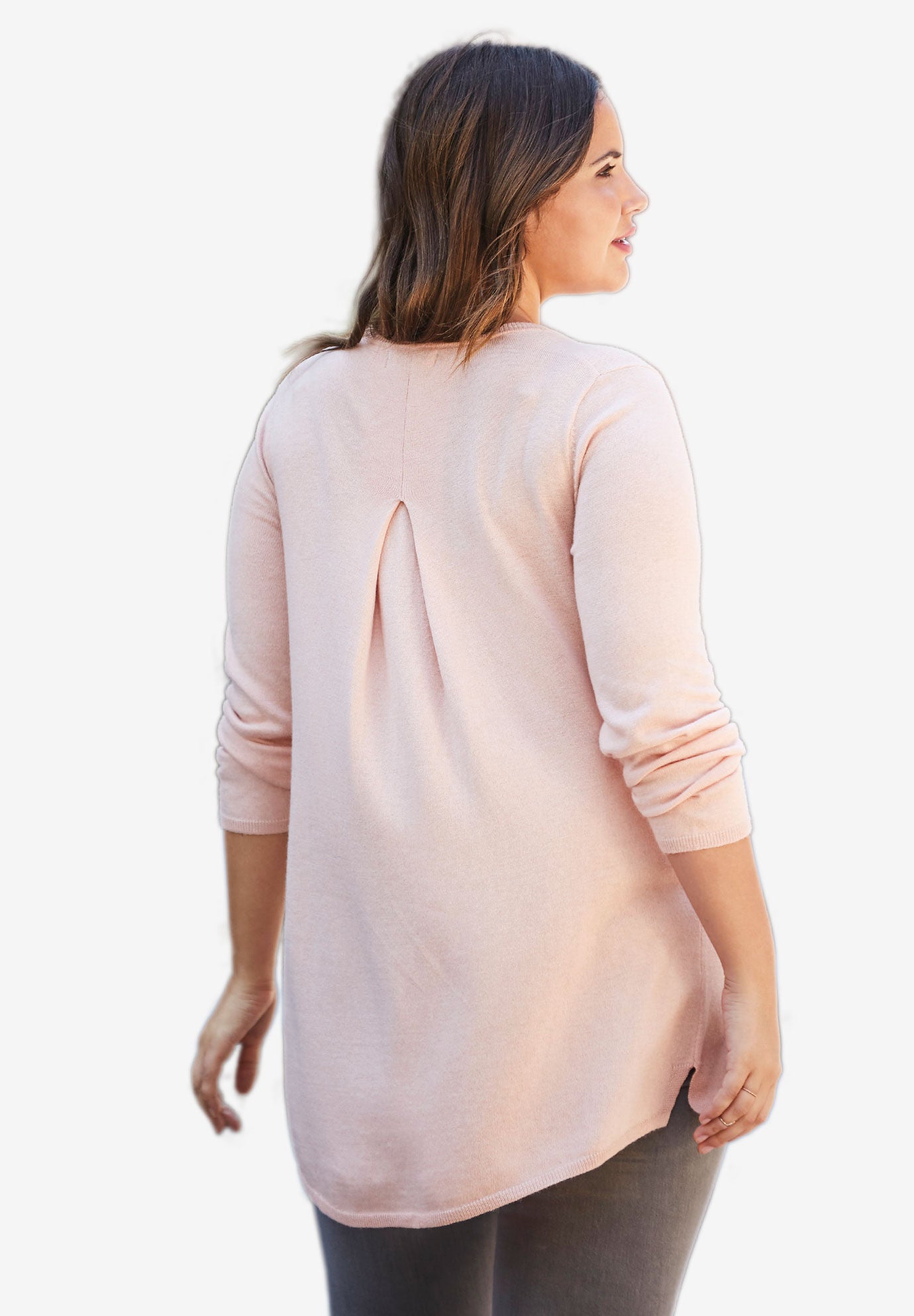 Pleat Back Sweater, ROSY PINK, on-hover image number 1