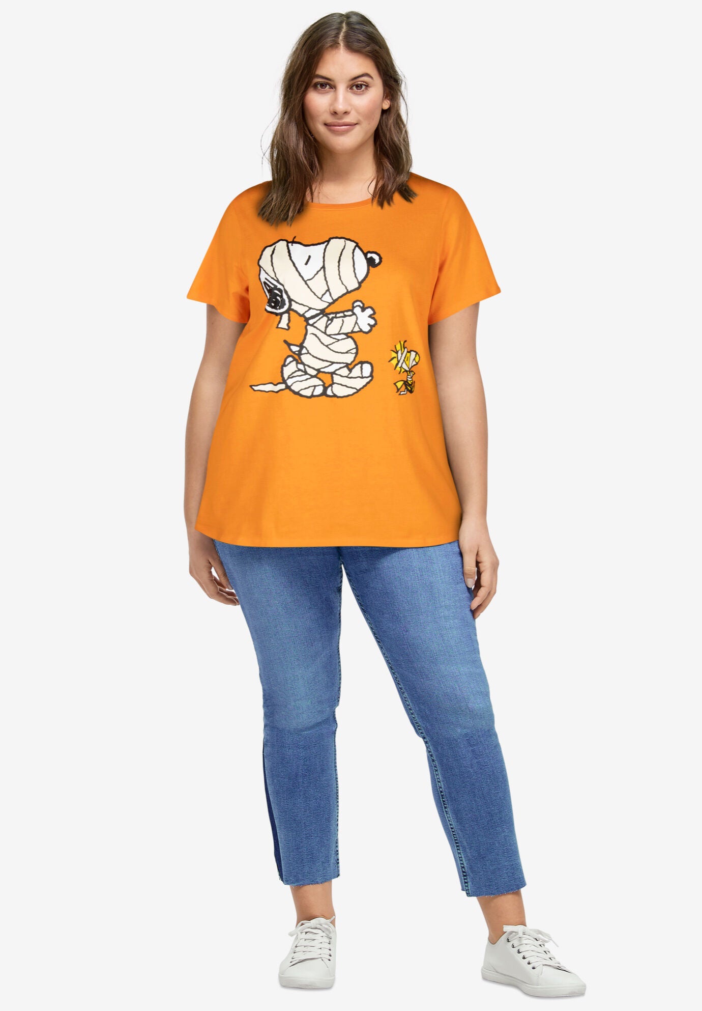 Peanuts Short-Sleeve Orange Snoopy Mummy Crew Tee, ORANGE SNOOPY MUMMY, hi-res image number 0