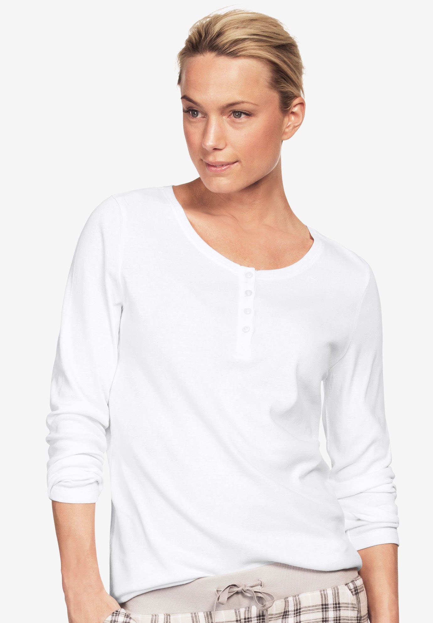 Long sleeve henley sleep shirt 2025