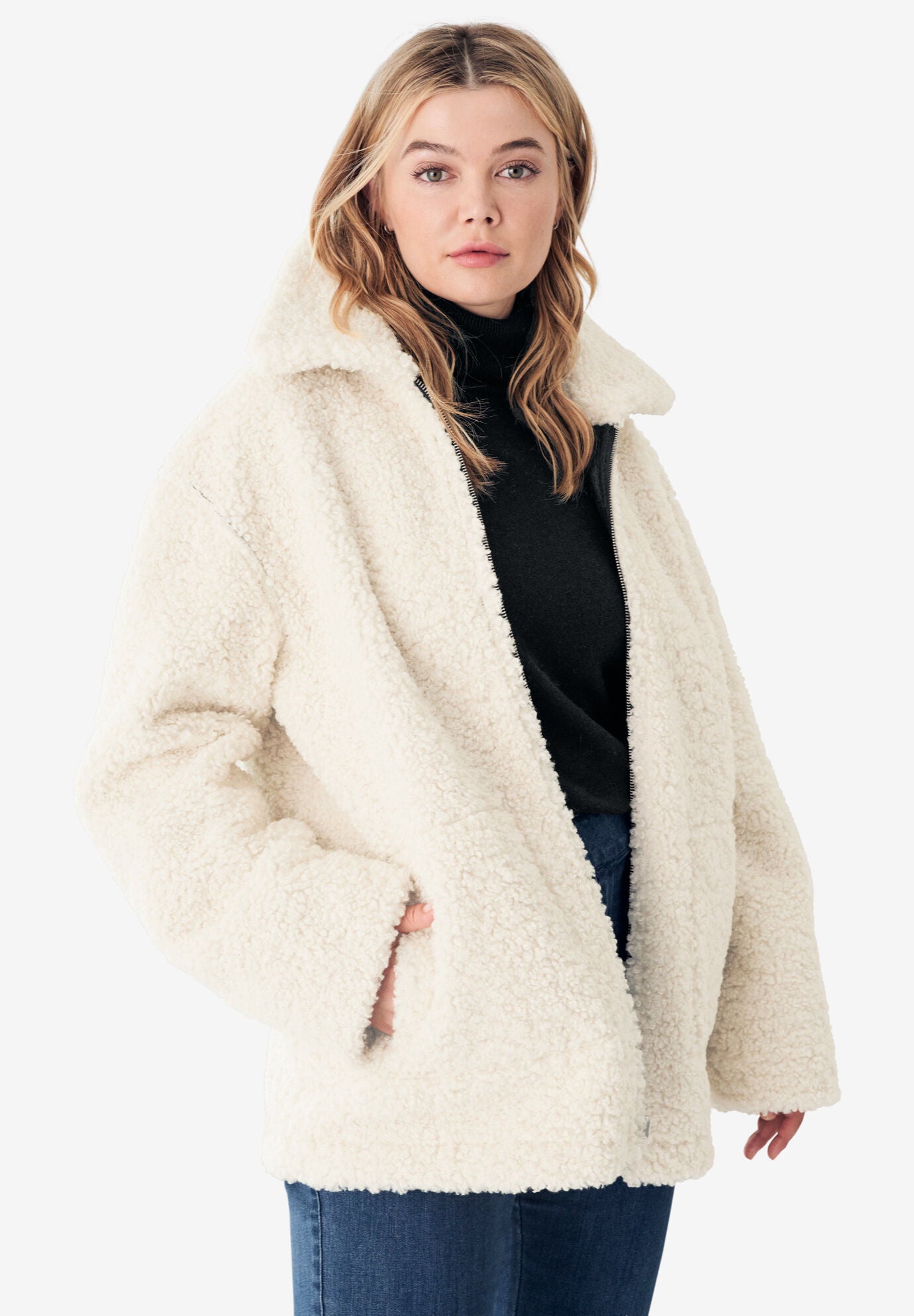 Faux suede and sherpa jacket deals