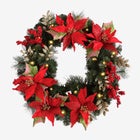 Pre-Lit Poinsettia Wreath image number 0
