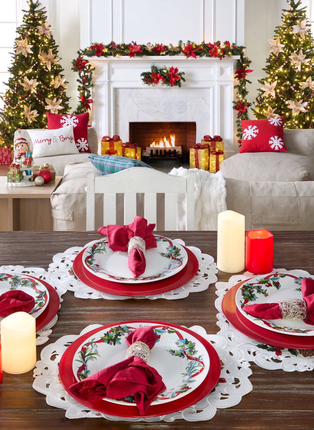 6' Pre-Lit Poinsettia Garland image number 2